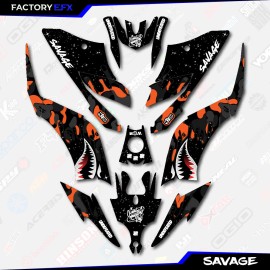 Factory EFX Black & Orange Savage Camo Racing Graphics kit fits Yamaha Raptor 125 250 11-25