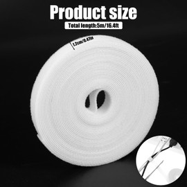 HJZHII 2PCS 1.2cm x 5m Double-Sided Hook and Loop Straps, Self-Gripping Straps Heavy Duty Hook and Loop Strips Reusable Quick Wrap Cable Straps Wrap Fasteners for Home Office Work(White)