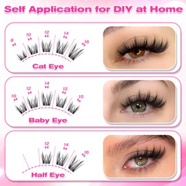 wiwoseo Wispy Lash Clusters Natural Eyelash Clusters Manga Cluster Eyelash Extensions D Curly Lashes Clusters Wispy Cluster Lashes Natural Look Anime Lash Extensions for DIY at Home (8-16MM)