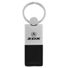 ZDX Key Ring Black and Chrome Leather Rectangular Keychain