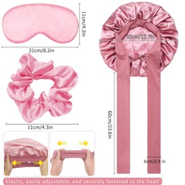 Hpbaggy Sleep Cap Satin Bonnet, Night Sleep Hat, Silk Bonnet, Adjustable Silk Cap, Silk Sleeping Cap for Curly Hair, Breathable, Night for Sleep, Shower, Hair Care, pink