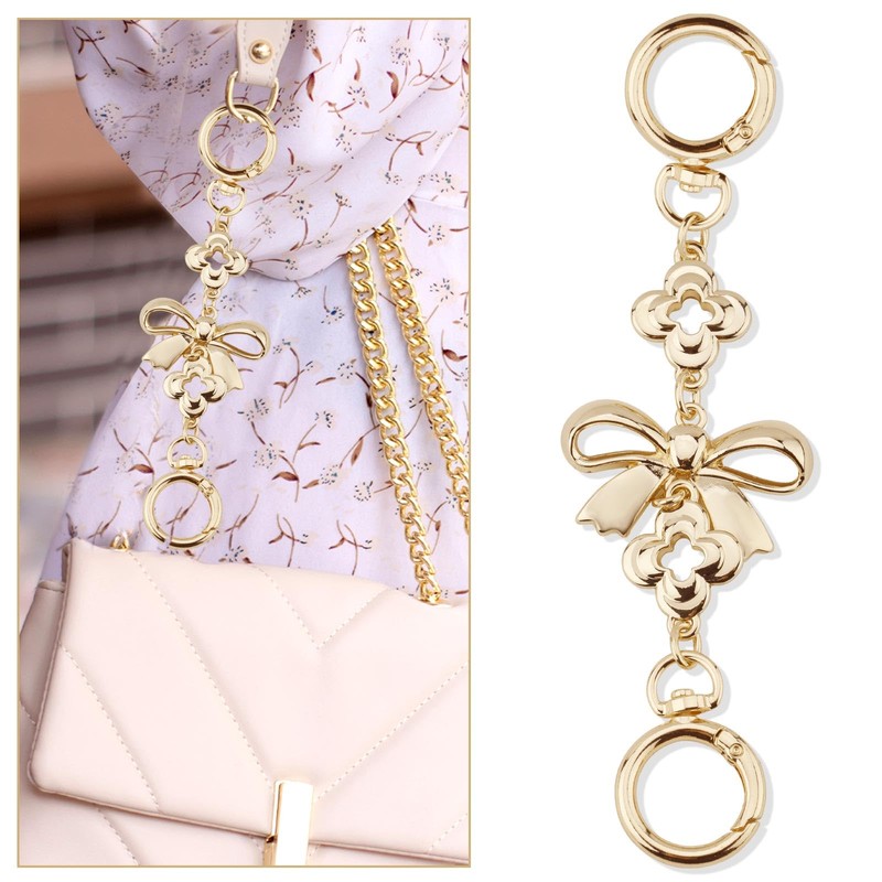 3pcs Purse Strap Extender, Gold Alloy Bow Bag Extender Chain