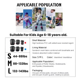 Kids Knee Pads and Elbow Pads Set,Knee Pads for Kids Protective Gear Set Adjustable Knee Pads and Elbow Pads with Wrist Guard for Girls Roller Skates Cycling Bike Skateboard Inline Skatings Scooter