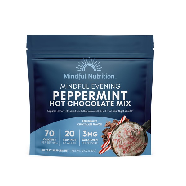 Mindful Evening Peppermint Cocoa Mix Natural Sleep Aid, Melatonin 3mg,