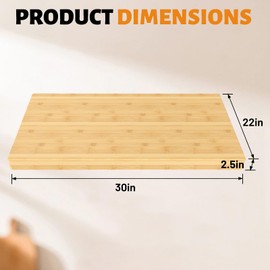 Bamboo Noodle Board Stove Cover for Electric and Gas Stoves - Sink Cover, 30"L x 22"W x 2.5H" - Double-Sided Usable