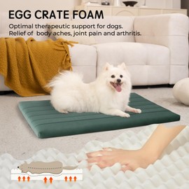 BALANCE Dog Crate Bed, Orthopedic Dog Bed Pad with Waterproof Liner, Washable Crate Foam Pet Mat for Large, Medium, Puppy Dogs Breeds, Mint Leaf, 36“x23”x1.6“