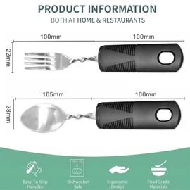 2 Pieces Parkinson Cutlery with Thick Handle, Cutlery Set for Parkinson's Patients, Disabled Aids, Parkinson Aids for Elderly, Arthritis, Parkinson's Disabled (Black)