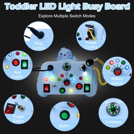CARROUSEL Toddler Montessori Busy Board Toys for 1 2 3 Year old Boys Sensory Busy Board with Led Light Early Educational Toys Gift for Boys Girls Age 1-3 Travel Baby Plane Toy 1 2 3 Year Old