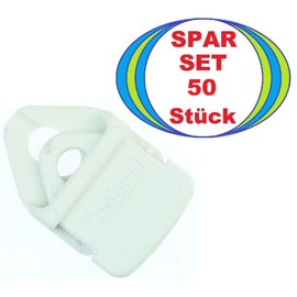 50 x Holdon® Mini Clip White – Clamp Mounting Eyelet for Banner, Tent, Tarpaulin, Molton – BO-Camp/Isabella