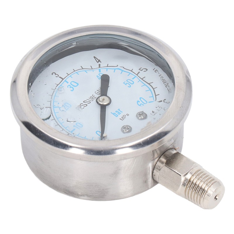 Pressure Gauge Stainless Steel Vibration Resistant Oil Manometer 1/4in NPT