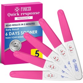 Pack of 5 Early Tests, Pregnancy Tests, High Sensitivity, Urine Test for Easy Self-Use for Daily Use, Individually Packed, Complete Test Set (Pink)