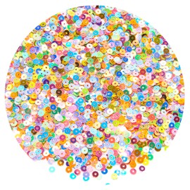 10000Pcs Flat Loose Sequins,4mm Bulk Loose Sequins for Crafts,Round Glitter Sequins Embroidery for Art Sewing Decoration(Mixed Color)