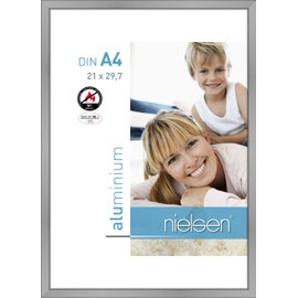 nielsen Classic-B1 Photo Frame with Fire Protection B1, 21 x 29.7 cm (A4), Aluminium, Matte Silver, Document Frame for Hanging in Portrait and Landscape Format, Real Glass,