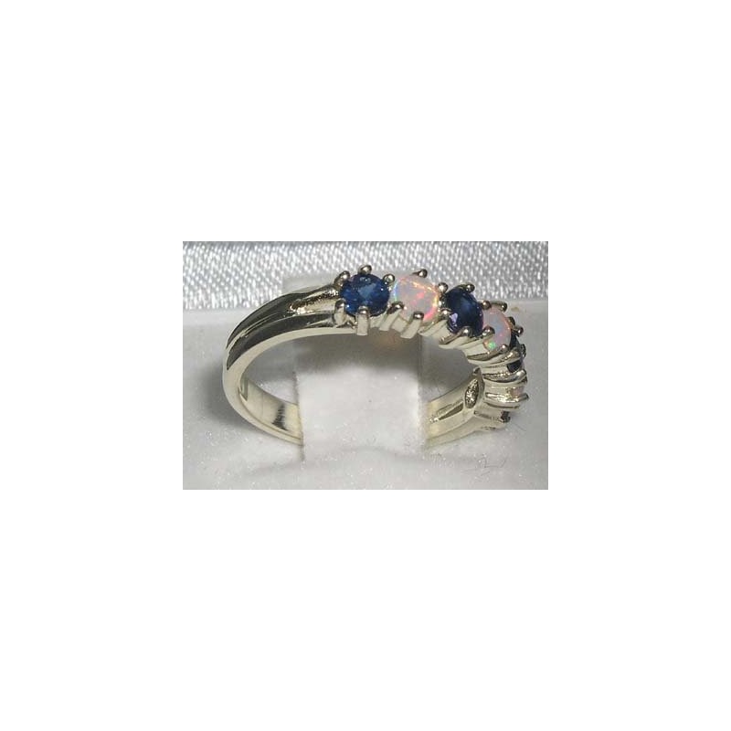LetsBuySilver 925 Sterling Silver Real Genuine Opal & Sapphire Womans