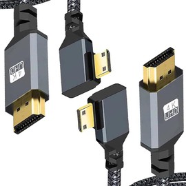 tunghey 2Pack 4K Mini HDMI to HDMI Cable Adapter 0.5m, Aluminum Alloy Shell/Nylon Braid/Gold-Plated (Male to Male) 4K/8K/60HZ/3D Compatible with HDTV, Tablet, Camera (Right Angle)