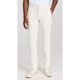 Theory Men's Zaine Carpenter Canvas Straight Pants, Ivory, White, 32