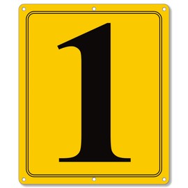 i-CowFun Premium Metal Numbered Sign Outdoor Yellow, Reflective 12" x 10" Large Aluminum Number Signs for Parking Space, Tennis Court, Field, Warehouse, Aisle, Building, Dock, High Visibility, Weather-resistant, No Fade