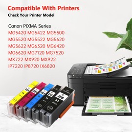 MeaBefit PGI-250XL CLI-251XL Ink Cartridges Replacement for Canon 250 251 PGI-250 XL CLI-251 XL to use with Canon PIXMA MX922 MG5420 MG5520 MG5522 MG6320 MG6620 iP7220 Printer(5-Pack)