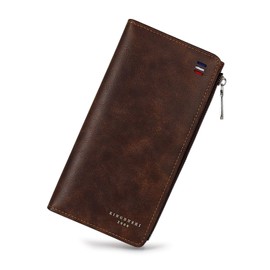 Energather Men's Wallet, PU Leather Wallet Men's Zipper Wallet Men's Wallet Men's Wallet for Credit Cards, Debit Cards, Cash, Receipt, coffee, S, Casual