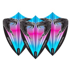 RED DRAGON Peter Wright Snakebite Hardcore Freestyle Dart Flights, Pink and Blue, 3 Sets Per Pack (9 Dart Flights Total) F6691