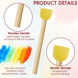 40 Pcs Round Sponge Brushes,Sponge Brushes for Painting,Round Sponge Brushes for Craft,Painting Foam Paint Brush Set,Wooden Handle Foam Brush Paint Tools,Washable Foam Paint Brushes For Arts(Yellow)
