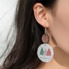 Lightweight Christmas Tree Faux Leather Sequins Dangle Earrings Glitter three-layer