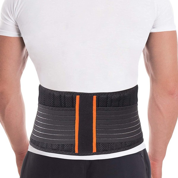 TOROS GROUP MANUFACTURE Back Support Belt Back Strap with Stabilising Rods for Pain Reduction and Posture Correction Adjustable Back Support Unisex with 8 Rib Stiffener Height 18 cm Black Medium