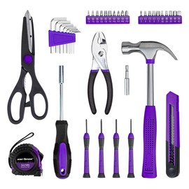 CARTMAN 39-Piece Home Tool Set Kit, Essential Household Hand Tools with Plastic Storage Case, Purple