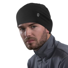 Gear Wear Bicycle Hat, Thin Only 1 mm Thick, Windproof, Lightweight, Soft, Warm Sports Hat for Jogging, Skiing, Cycling, Snowboarding, Running Hat, Motorcycle, Skull Cap, Winter, black