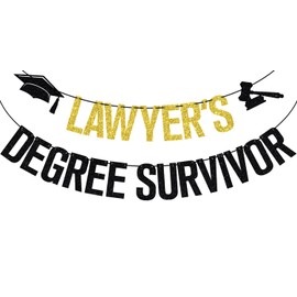 Gold Glitter Lawyer's Degree Survivor Banner, Congarts Lawyer/Congarts JD, 2025 JD Law School Graduation Party Decorations Supplies for Girls Boys