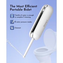 Shining U Portable Bidet for Travel, Rechargeable Electric Travel Sprayer with Adaptor, Waterproof High Pressure Handheld Bidet for Women Men Cleaning (White)