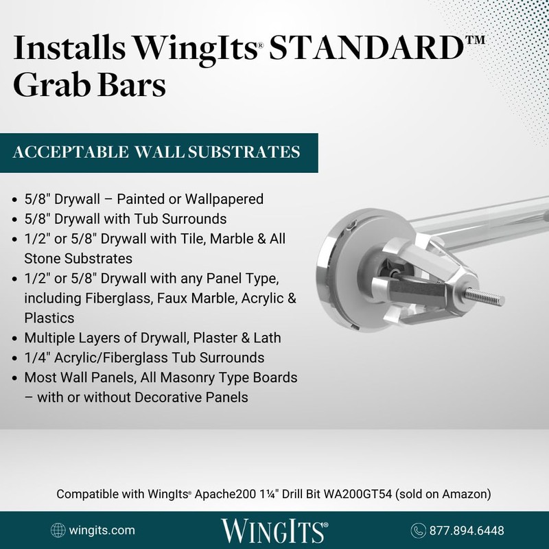 WingIts RC-SSBGBW40-2 Stainless Steel Beast Standard Grab Bar Fastener with