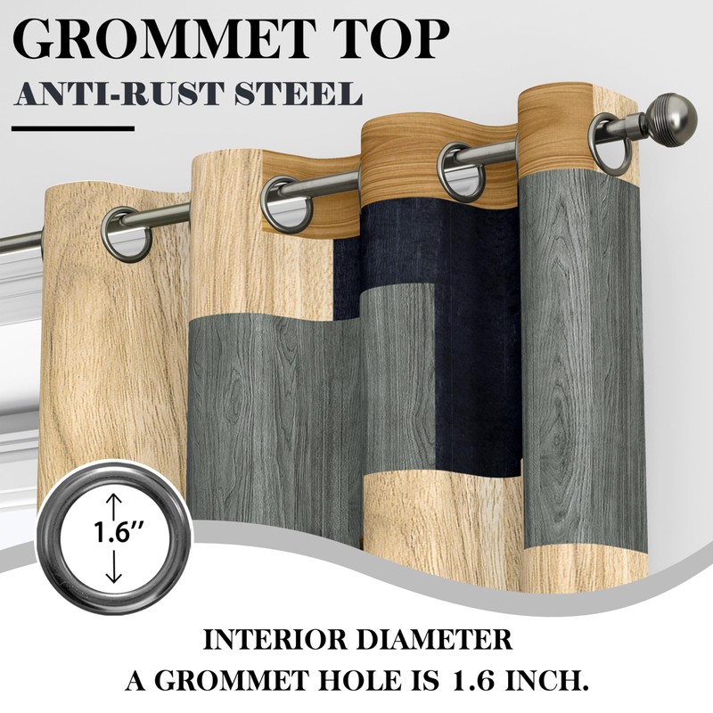 Wood Print Retro Blackout Curtains for Bedroom Living Room 84