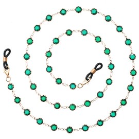 Yvey Crystal Beaded Eyeglasses Chain for Women and Girls,Sunglasses Chain Beaded Spectacle Eyewear String Lanyard Retainer (Beads Chain -Green)