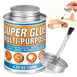 Super Glue with Brush (130ml) - All Purpose Strong Clear Adhesive, Waterproof Superglue Multi-Purpose Glue Gel for Wood, Ceramic, Glass, Leather, Plastic, Rubber, DIY Crafts & Industrial Repairs