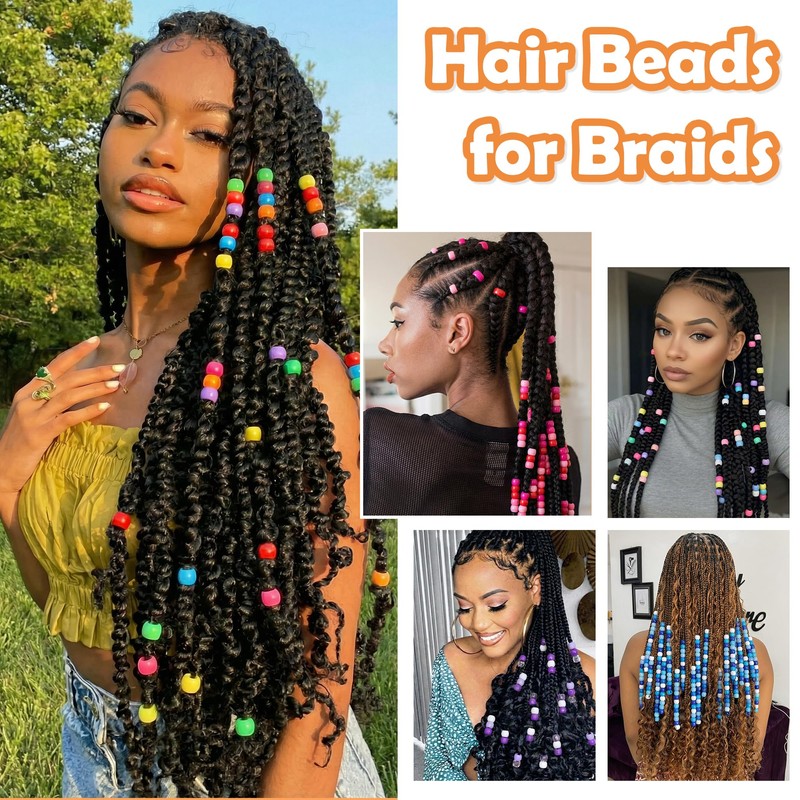 300PCS Mix Blue Large Hair Beads for Braids with Quick