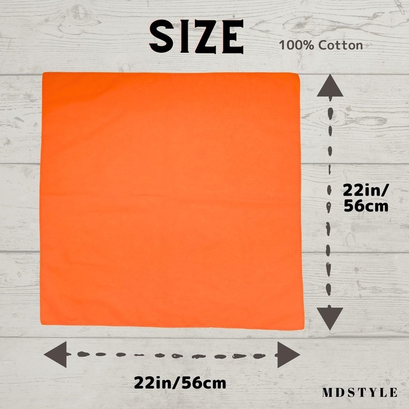 MDSTYLE Plain Bandana, 100% Cotton, 22.0 x 22.0 inches (56