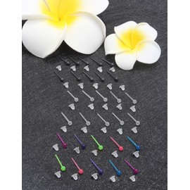 Jenxnjsjo Clear Plastic Silicone Rubber Multicolor Post Ball Stud Earrings Hole Saver Piercing Retainers Medical Grade for Women Men Sensitive Ears Sports Surgery Work