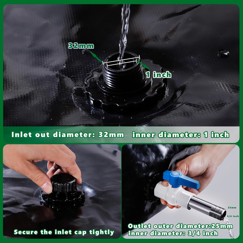 MXQMKL 400 L/100 gal Water Bladder Storage Containers, Foldable Portable