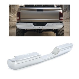 KUAFU Rear Bumper Face Bar Compatible with 1994-2002 Dodge Ram 1500 2500 3500 Fleetside/Styleside Replacement for 55076634AE 55076634AC 55076634AD 55076634AF CH1102344 Silvery Steel Chrome Heavy Duty
