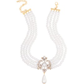 Sacina Layered Imitation-Imitation-pearl Choker Necklace, Imitation-Imitation-pearl Choker Necklaces for Women, RhineCrystal Necklace, Bridal Necklace, Costume Jewelry, Christmas Jewelry Gift for Women