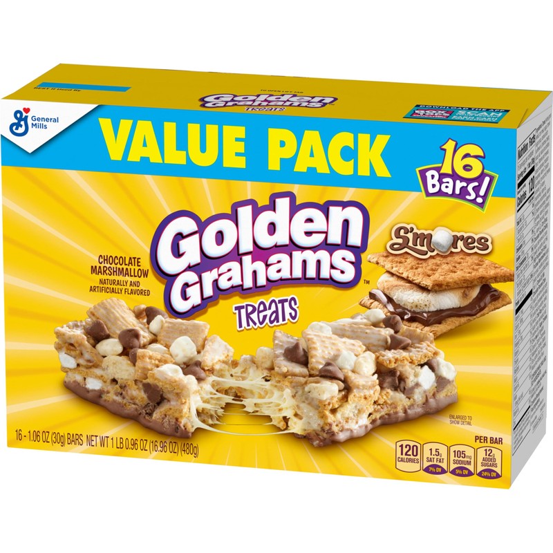 Golden Grahams Cereal Treat Bars, S'mores, Snack Bars, Value Pack,