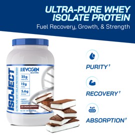 Evogen Isoject - Whey Protein Isolate | Ultra-Pure Whey Protein Powder with Ignitor Enzymes, BCAAs, and EAAs | Enhanced Absorption & Recovery | Ice Cream Sandwich | 25 Servings