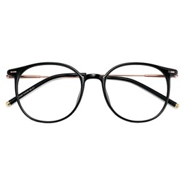 AIYUJIWU Blue Light Cut Glasses, Blue Light, Glasses, UV Protection, No Degree, Stylish, PC Glasses, Computer Glasses, Date Glasses, Men's, Women's, Unisex, Lightweight, bright black.gold