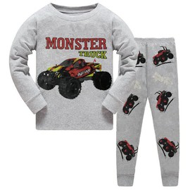 LXKA Pjs Car Kids 2-3 Years Boys Monster Truck Pyjamas Clothing Little Toddler Winter Pajamas Children Clothes Sleepwear 100% Cotton Long Sleeve Shirts & Bottoms 2 Pieces Clothing Outfit Nightwear