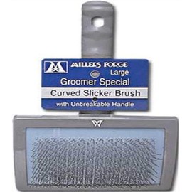 Millers Forge Stainless Steel Pins Universal Curved Pet Slicker Brush with Plastic Handle, Large