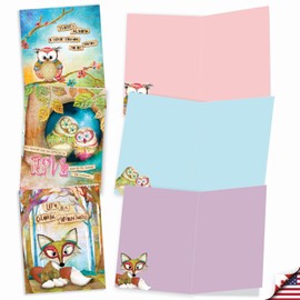 The Best Card Company - 10 Blank Note Cards for Kids (4 x 5.12 Inch) - Cute Assorted Boxed Notecards, Fun Child Cards - Forest Friends M2952OCB