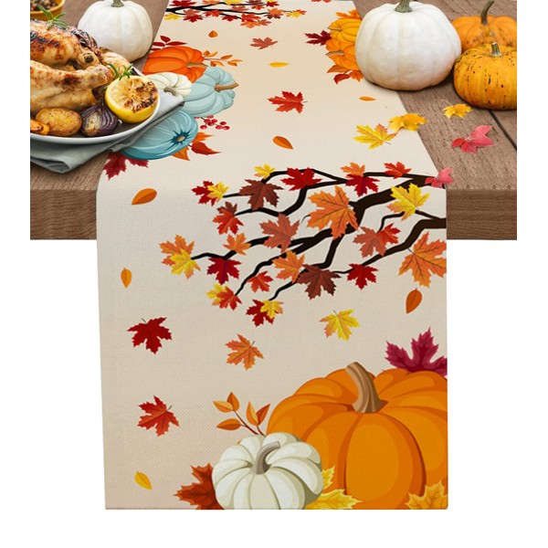 Fall Table Runners Harvest Pumpkin Thanksgiving Runners for Dining Tables