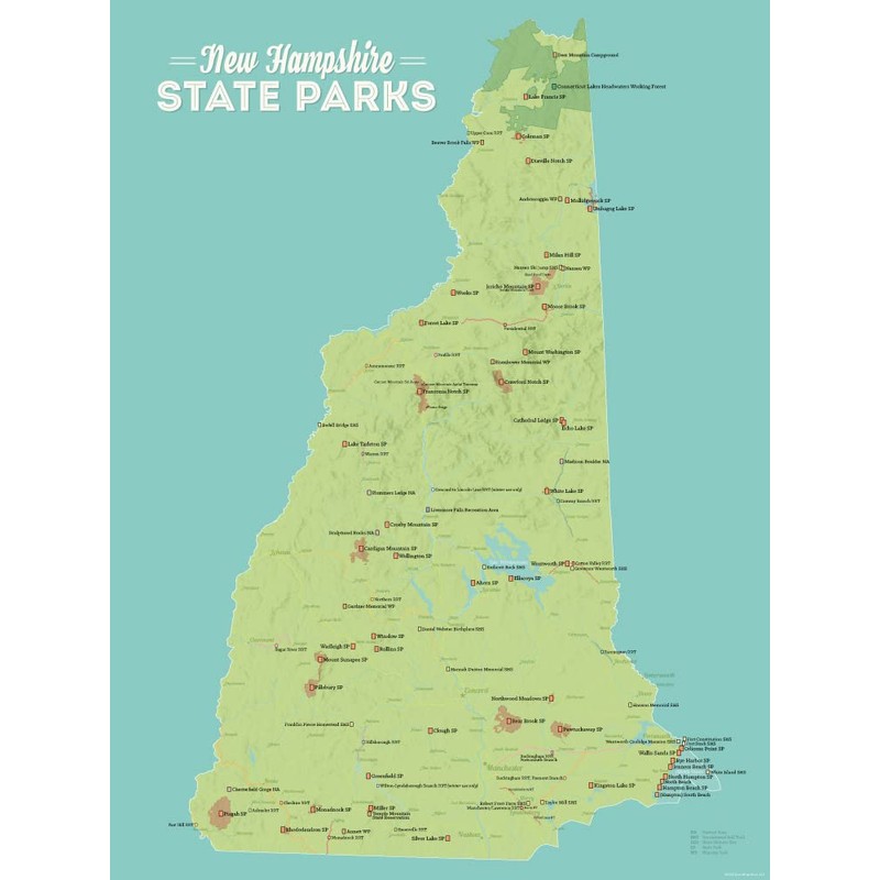Best Maps Ever New Hampshire State Parks Map 18x24 Poster