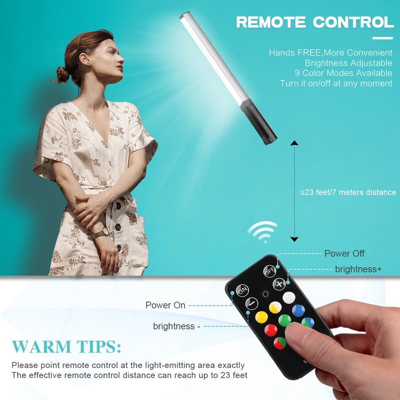 Hagibis RGB Photography Light Wand, Handheld LED Video Light 9